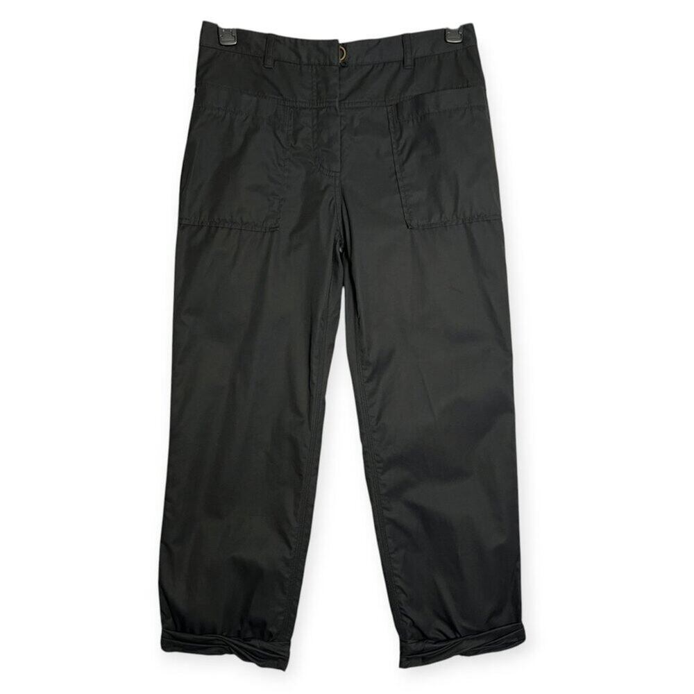 3.1 Phillip Lim Cuffed Cotton Tapered Trousers SIZE 6 Black Cropped Ankle Pants